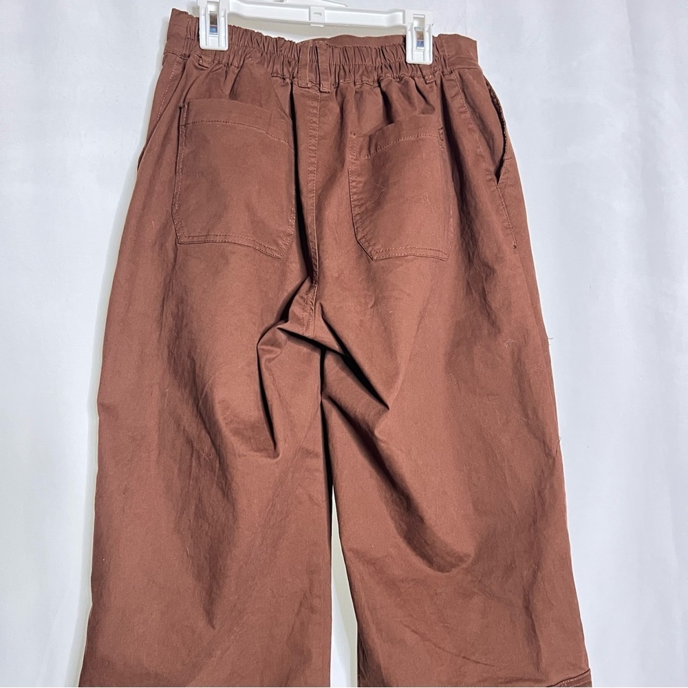 F21 Twill Straight-Leg Cargo Pants Chocolate Brown Size Small - Picture 7 of 10